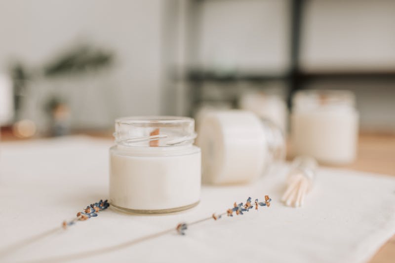 Candle and dried flowers in remembrance